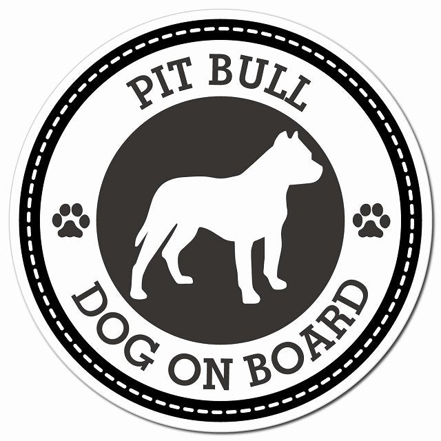 PIT BULL ピットブル ブラック 肉球 Dog on board マグネット 車用 直径13cm 丸型 カーマグネット
