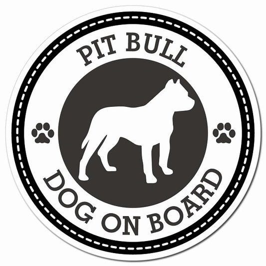 PIT BULL ピットブル ブラック 肉球 Dog on board マグネット 車用 直径13cm 丸型 カーマグネット