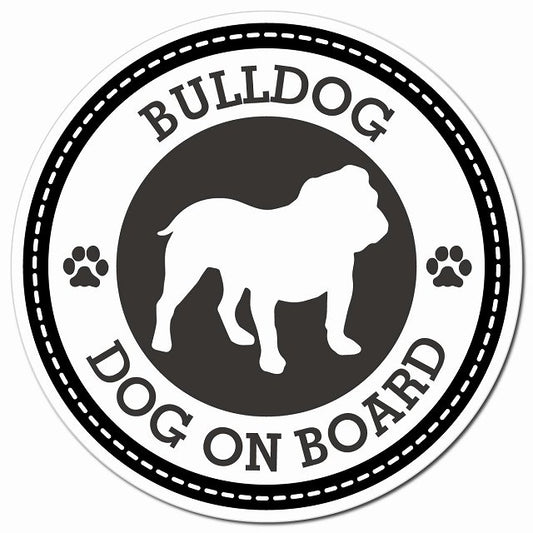 BULLDOG ブルドッグ ブラック 肉球 Dog on board マグネット 車用 直径13cm 丸型 カーマグネット