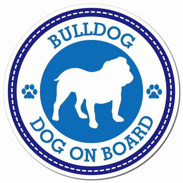 BULLDOG ブルドッグ ブルー 肉球 Dog on board マグネット 車用 直径13cm 丸型 カーマグネット