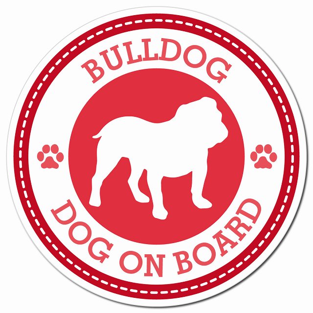 BULLDOG ブルドッグ レッド 肉球 Dog on board マグネット 車用 直径13cm 丸型 カーマグネット