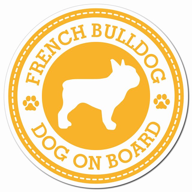 French Bulldog フレンチブルドッグ イエロー 肉球 Dog on board マグネット 車用 直径13cm 丸型 カーマグネット
