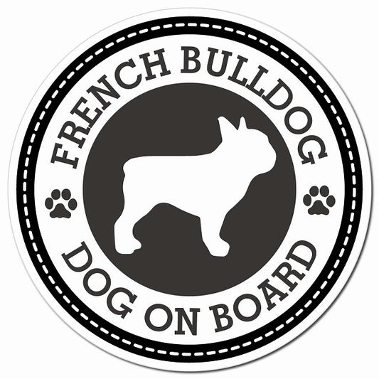 French Bulldog フレンチブルドッグ ブラック 肉球 Dog on board マグネット 車用 直径13cm 丸型 カーマグネット