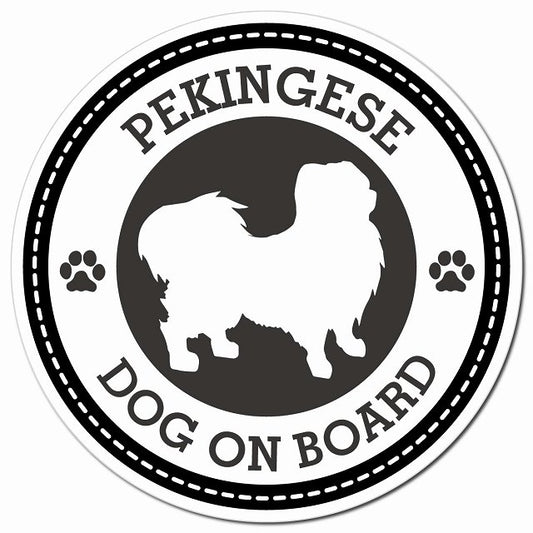 Pekingese ペキニーズ ブラック 肉球 Dog on board マグネット 車用 直径13cm 丸型 カーマグネット