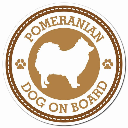 POMERANIAN ポメラニアン ブラウン 肉球 Dog on board マグネット 車用 直径13cm 丸型 カーマグネット