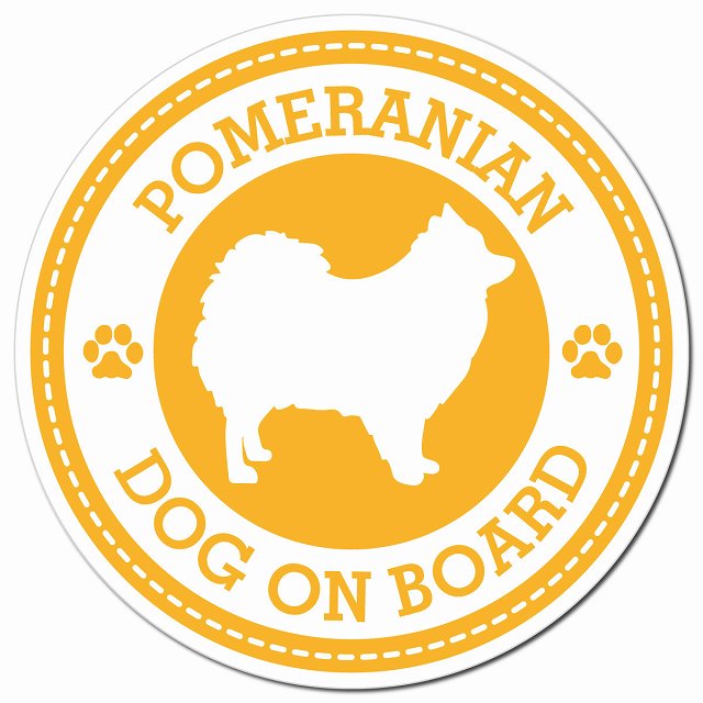 POMERANIAN ポメラニアン イエロー 肉球 Dog on board マグネット 車用 直径13cm 丸型 カーマグネット