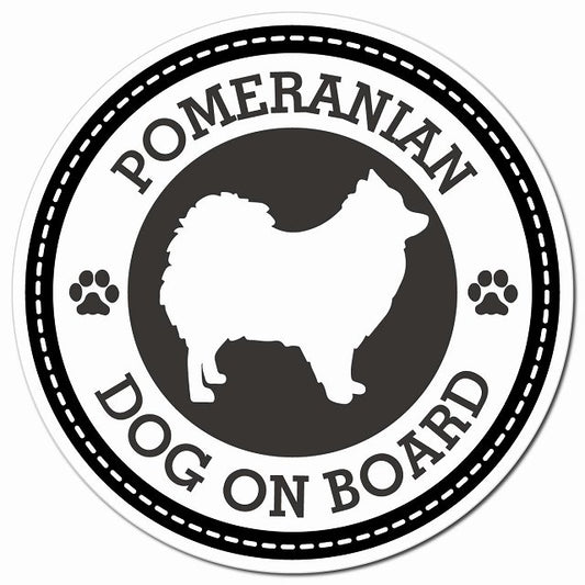 POMERANIAN ポメラニアン ブラック 肉球 Dog on board マグネット 車用 直径13cm 丸型 カーマグネット
