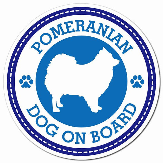 POMERANIAN ポメラニアン ブルー 肉球 Dog on board マグネット 車用 直径13cm 丸型 カーマグネット