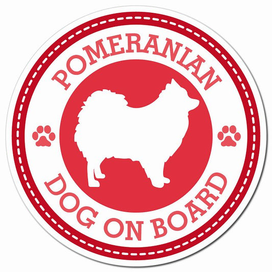 POMERANIAN ポメラニアン レッド 肉球 Dog on board マグネット 車用 直径13cm 丸型 カーマグネット