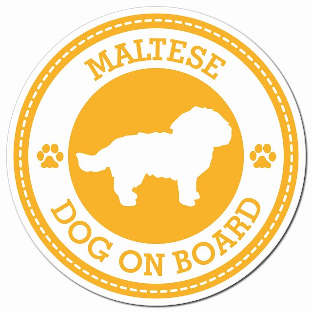 MALTESE マルチーズ イエロー 肉球 Dog on board マグネット 車用 直径13cm 丸型 カーマグネット