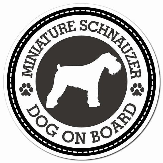 MINIATURE SCHNAUZER ミニチュアシュナウザー ブラック 肉球 Dog on board マグネット 車用 直径13cm 丸型 カーマグネット