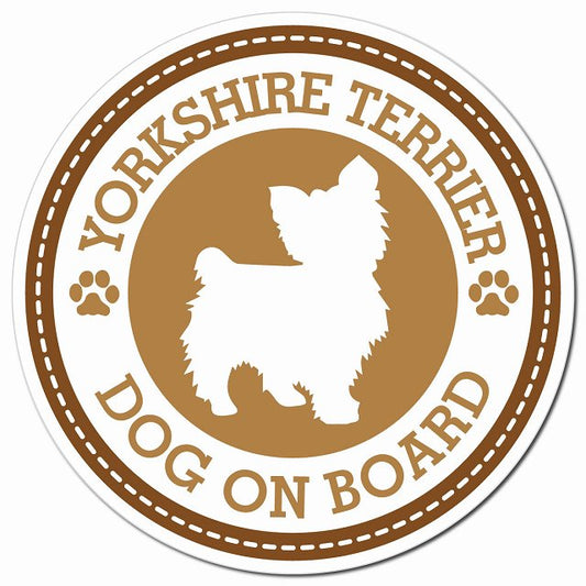 YORKSHIRE TERRIER ヨークシャー・テリア ブラウン 肉球 Dog on board マグネット 車用 直径13cm 丸型 カーマグネット