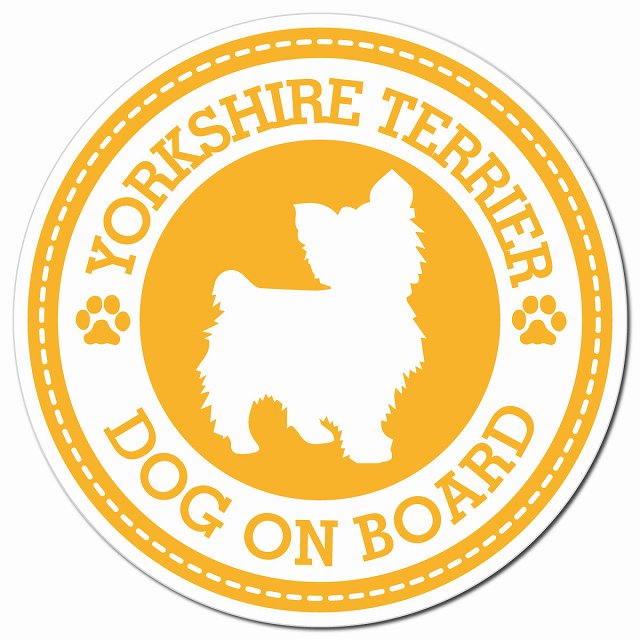 YORKSHIRE TERRIER ヨークシャー・テリア イエロー 肉球 Dog on board マグネット 車用 直径13cm 丸型 カーマグネット