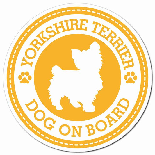 YORKSHIRE TERRIER ヨークシャー・テリア イエロー 肉球 Dog on board マグネット 車用 直径13cm 丸型 カーマグネット