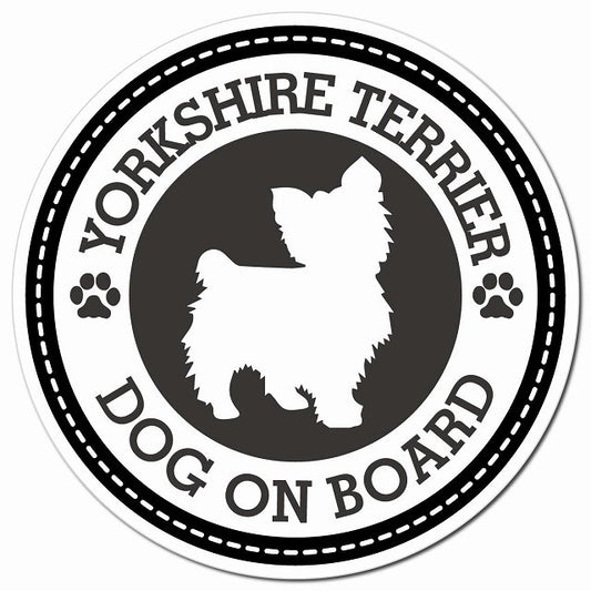 YORKSHIRE TERRIER ヨークシャー・テリア ブラック 肉球 Dog on board マグネット 車用 直径13cm 丸型 カーマグネット