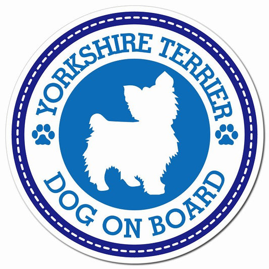 YORKSHIRE TERRIER ヨークシャー・テリア ブルー 肉球 Dog on board マグネット 車用 直径13cm 丸型 カーマグネット