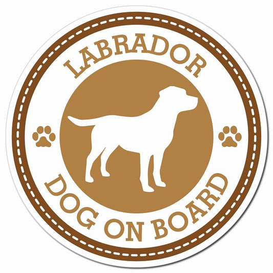 LABRADOR ラブラドール ブラウン 肉球 Dog on board マグネット 車用 直径13cm 丸型 カーマグネット