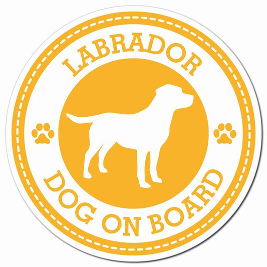 LABRADOR ラブラドール イエロー 肉球 Dog on board マグネット 車用 直径13cm 丸型 カーマグネット