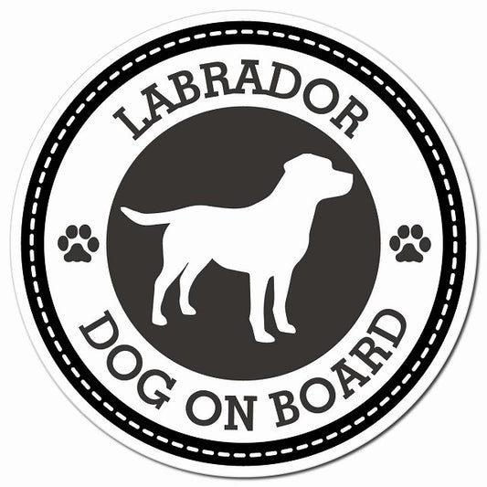 LABRADOR ラブラドール ブラック 肉球 Dog on board マグネット 車用 直径13cm 丸型 カーマグネット