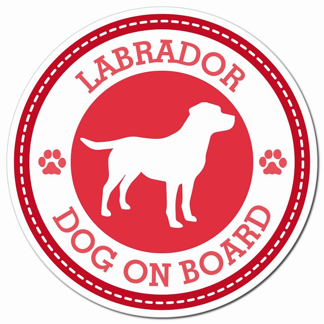 LABRADOR ラブラドール レッド 肉球 Dog on board マグネット 車用 直径13cm 丸型 カーマグネット
