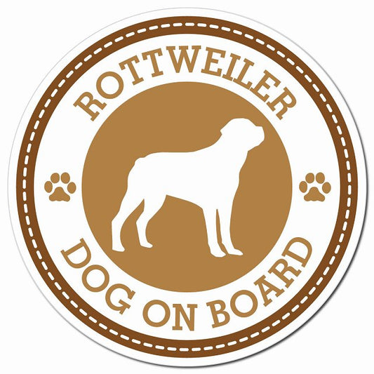 ROTTWEILER ロットワイラー ブラウン 肉球 Dog on board マグネット 車用 直径13cm 丸型 カーマグネット
