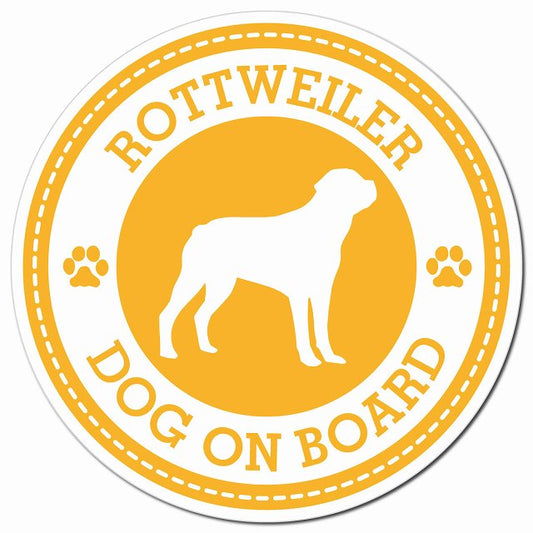 ROTTWEILER ロットワイラー イエロー 肉球 Dog on board マグネット 車用 直径13cm 丸型 カーマグネット