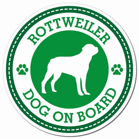 ROTTWEILER ロットワイラー グリーン 肉球 Dog on board マグネット 車用 直径13cm 丸型 カーマグネット