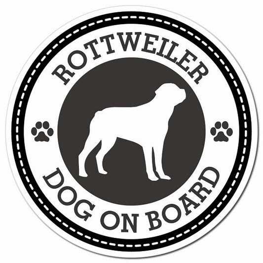 ROTTWEILER ロットワイラー ブラック 肉球 Dog on board マグネット 車用 直径13cm 丸型 カーマグネット
