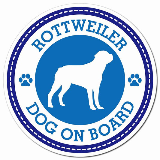 ROTTWEILER ロットワイラー ブルー 肉球 Dog on board マグネット 車用 直径13cm 丸型 カーマグネット