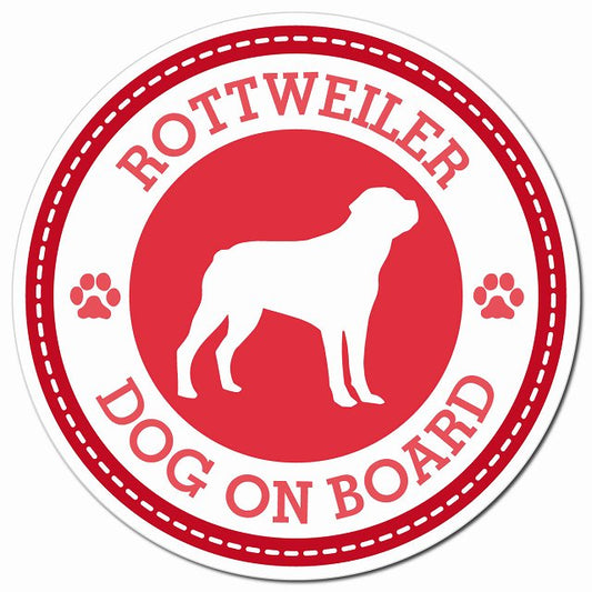ROTTWEILER ロットワイラー レッド 肉球 Dog on board マグネット 車用 直径13cm 丸型 カーマグネット