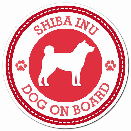 SHIBA INU 柴犬 レッド 肉球 Dog on board マグネット 車用 直径13cm 丸型 カーマグネット
