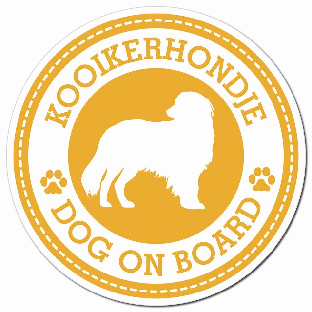 Kooikerhondje コーイケルホーンディエ イエロー 肉球 Dog on board マグネット 車用 直径13cm 丸型 カーマグネット
