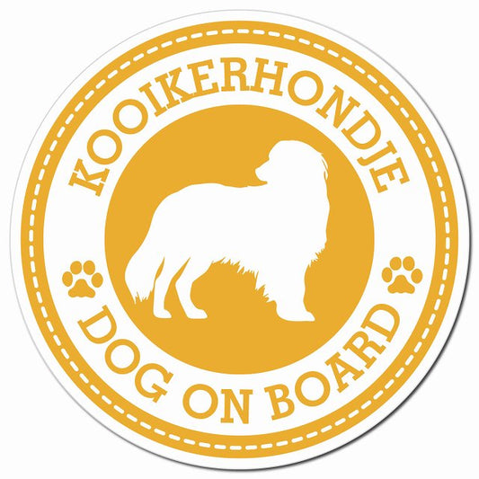 Kooikerhondje コーイケルホーンディエ イエロー 肉球 Dog on board マグネット 車用 直径13cm 丸型 カーマグネット