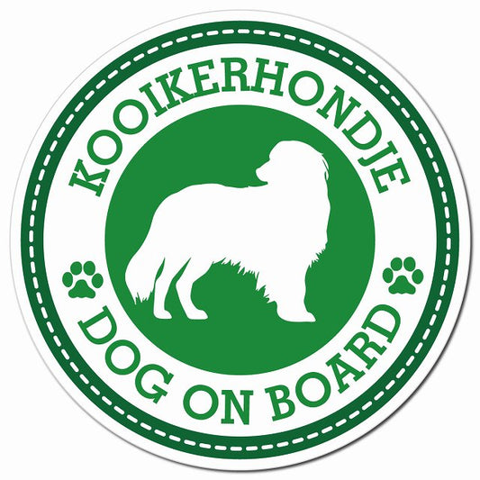 Kooikerhondje コーイケルホーンディエ グリーン 肉球 Dog on board マグネット 車用 直径13cm 丸型 カーマグネット