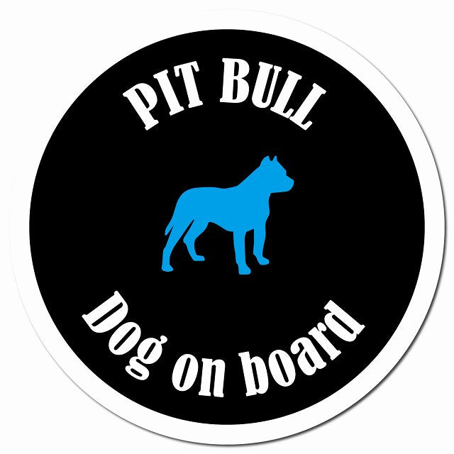 カラフル Dog on board ピットブル ブラック＆ホワイト マグネット 車用 直径13cm 丸型 カーマグネット