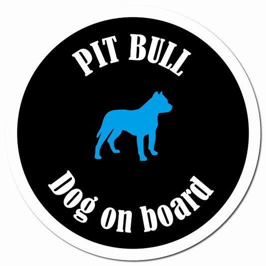 カラフル Dog on board ピットブル ブラック＆ホワイト マグネット 車用 直径13cm 丸型 カーマグネット
