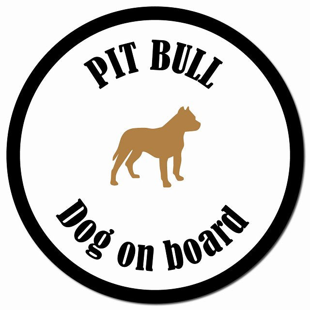 カラフル Dog on board ピットブル ホワイト＆ブラック マグネット 車用 直径13cm 丸型 カーマグネット