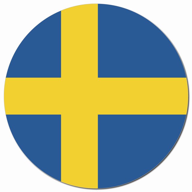 スウェーデン 国旗 Sweden 給油口 マグネット 車用 直径13cm 丸型 カーマグネット 表示プレート