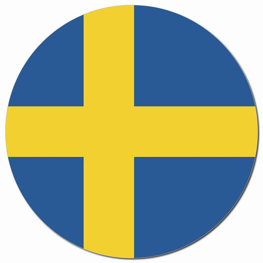 スウェーデン 国旗 Sweden 給油口 マグネット 車用 直径13cm 丸型 カーマグネット 表示プレート