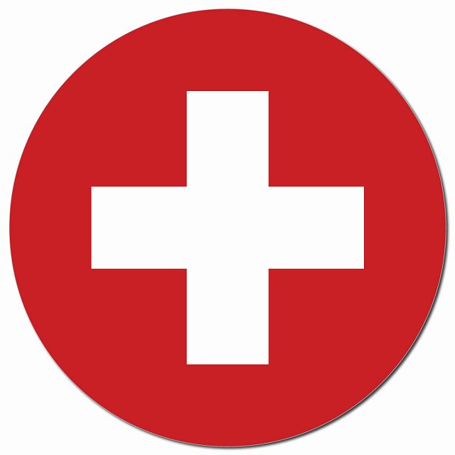スイス 国旗 Switzerland 給油口 マグネット 車用 直径13cm 丸型 カーマグネット 表示プレート