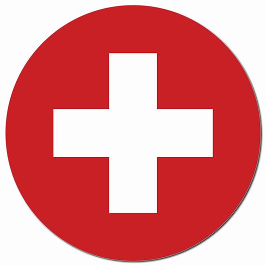 スイス 国旗 Switzerland 給油口 マグネット 車用 直径13cm 丸型 カーマグネット 表示プレート
