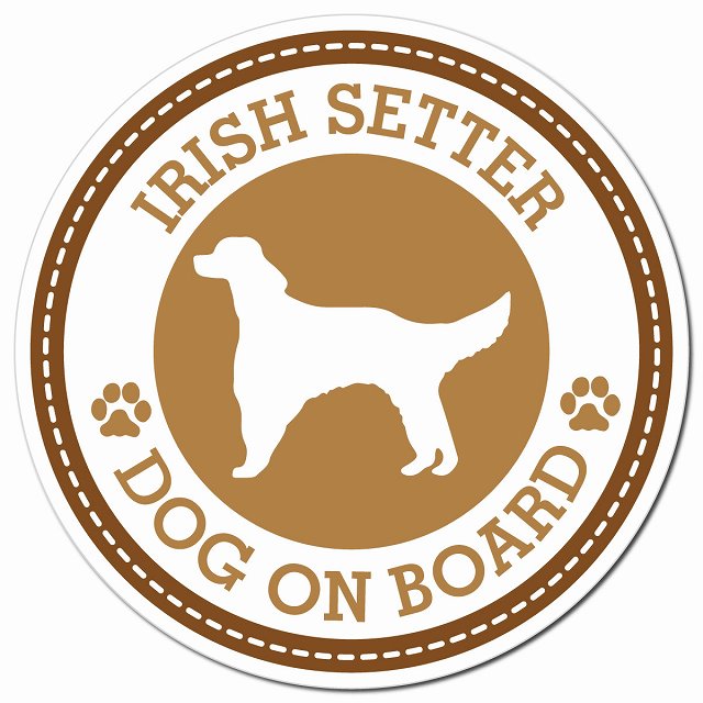IRISH SETTER アイリッシュセター ブラウン 肉球 Dog on board マグネット 車用 直径13cm 丸型 カーマグネット