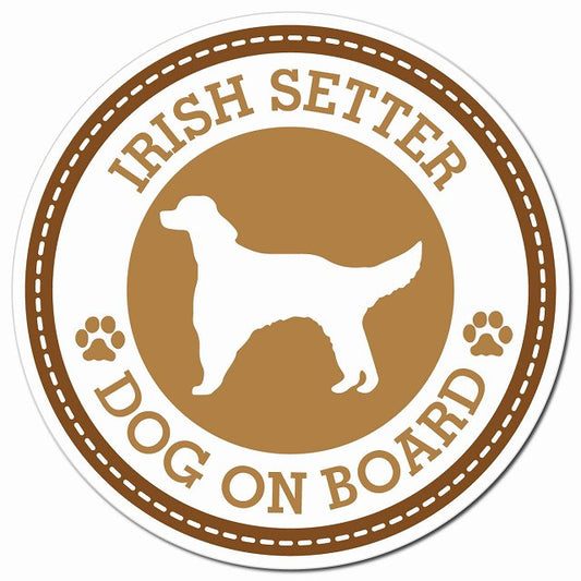 IRISH SETTER アイリッシュセター ブラウン 肉球 Dog on board マグネット 車用 直径13cm 丸型 カーマグネット