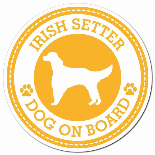 IRISH SETTER アイリッシュセター イエロー 肉球 Dog on board マグネット 車用 直径13cm 丸型 カーマグネット