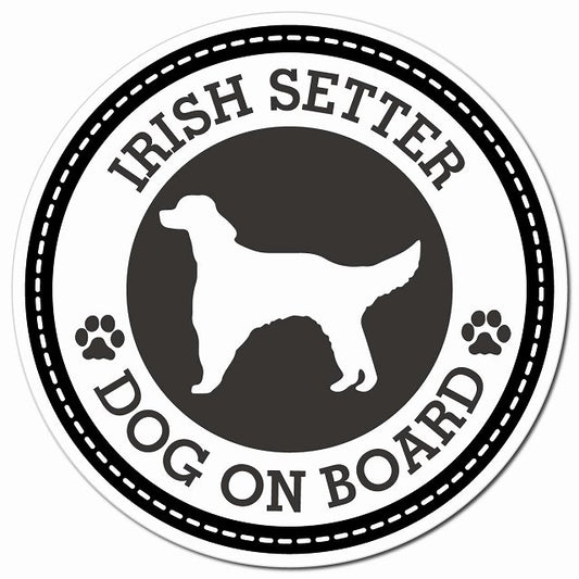 IRISH SETTER アイリッシュセター ブラック 肉球 Dog on board マグネット 車用 直径13cm 丸型 カーマグネット