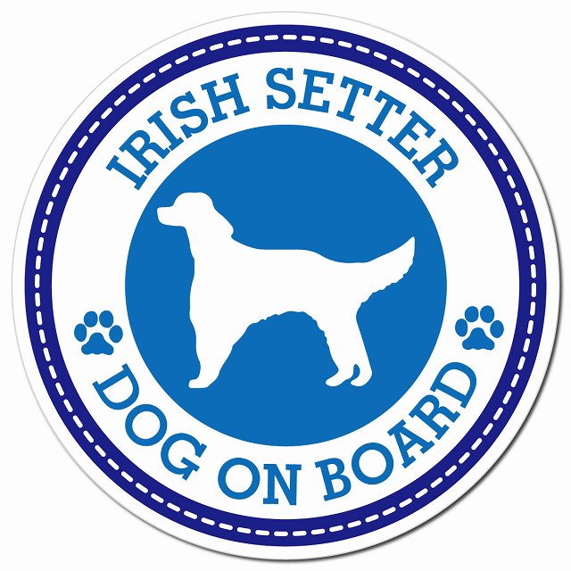 IRISH SETTER アイリッシュセター ブルー 肉球 Dog on board マグネット 車用 直径13cm 丸型 カーマグネット