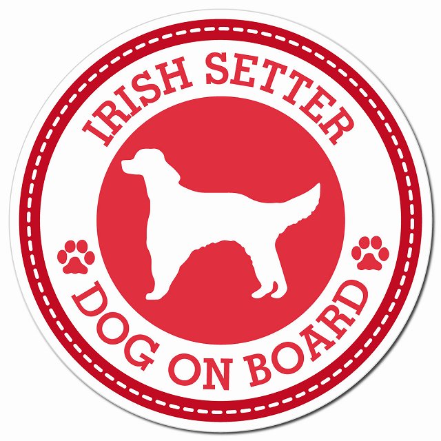 IRISH SETTER アイリッシュセター レッド 肉球 Dog on board マグネット 車用 直径13cm 丸型 カーマグネット