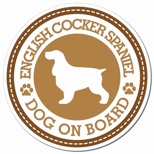 ENGLISH COCKER SPANIEL イングリッシュコッカースパニエル ブラウン 肉球 Dog on board マグネット 車用 直径13cm 丸型 カーマグネット