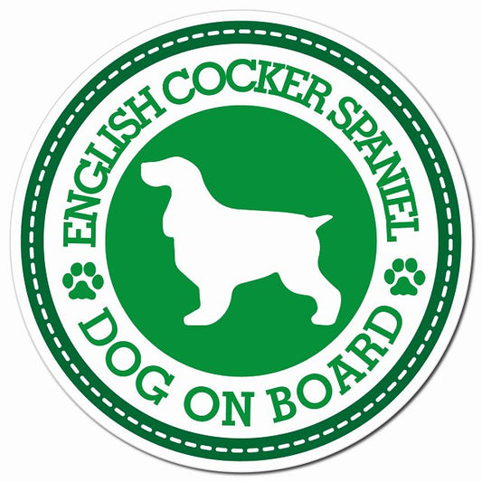 ENGLISH COCKER SPANIEL イングリッシュコッカースパニエル グリーン 肉球 Dog on board マグネット 車用 直径13cm 丸型 カーマグネット