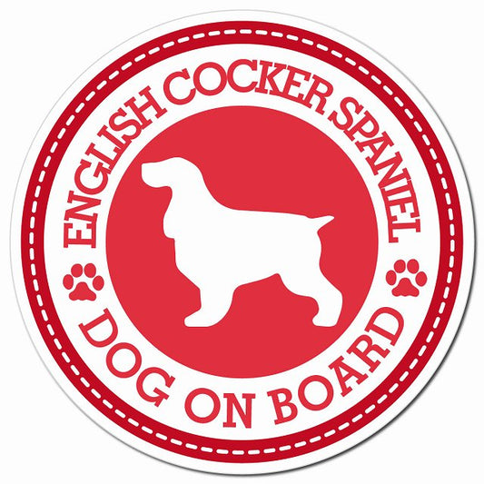 ENGLISH COCKER SPANIEL イングリッシュコッカースパニエル レッド 肉球 Dog on board マグネット 車用 直径13cm 丸型 カーマグネット